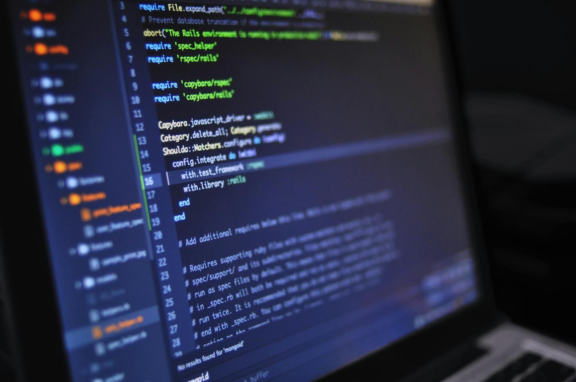 Code displayed on a computer monitor for developer web hosting