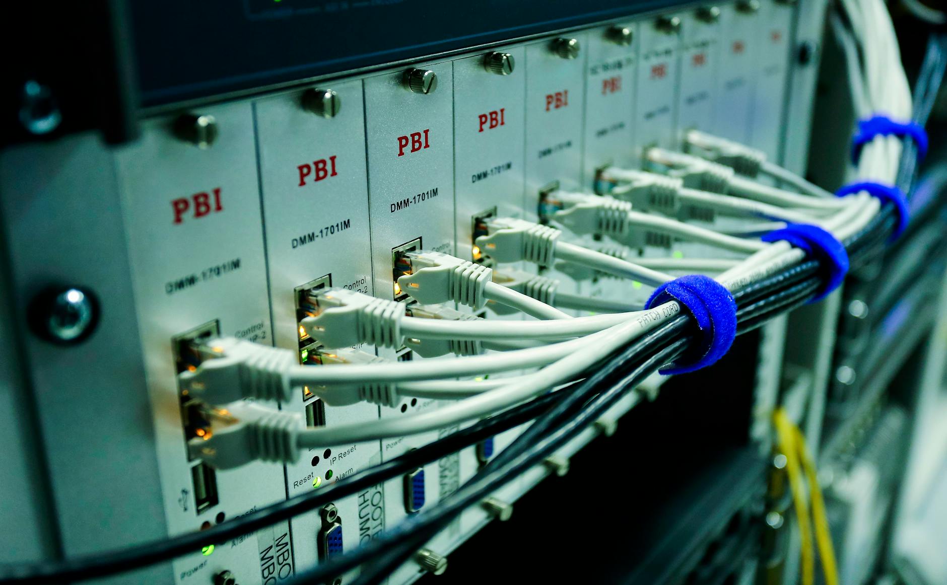 Nginx vs Apache: Which Web Server Is Better for Your Website? - Close-up of ethernet cables connected to a network switch pan